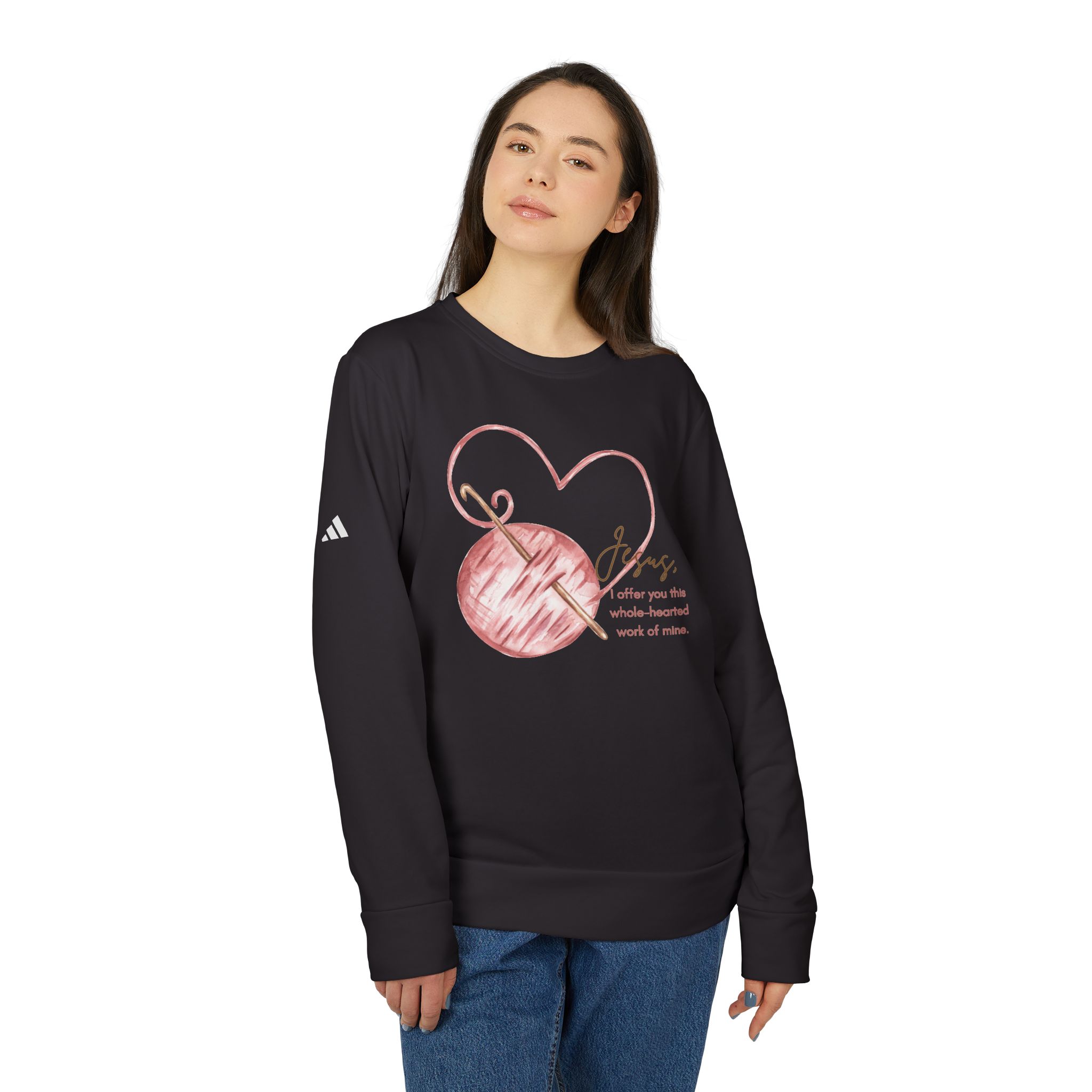 St. Angela Merici - Crochet Hook - adidas Unisex Fleece Crewneck Sweatshirt - Image 17