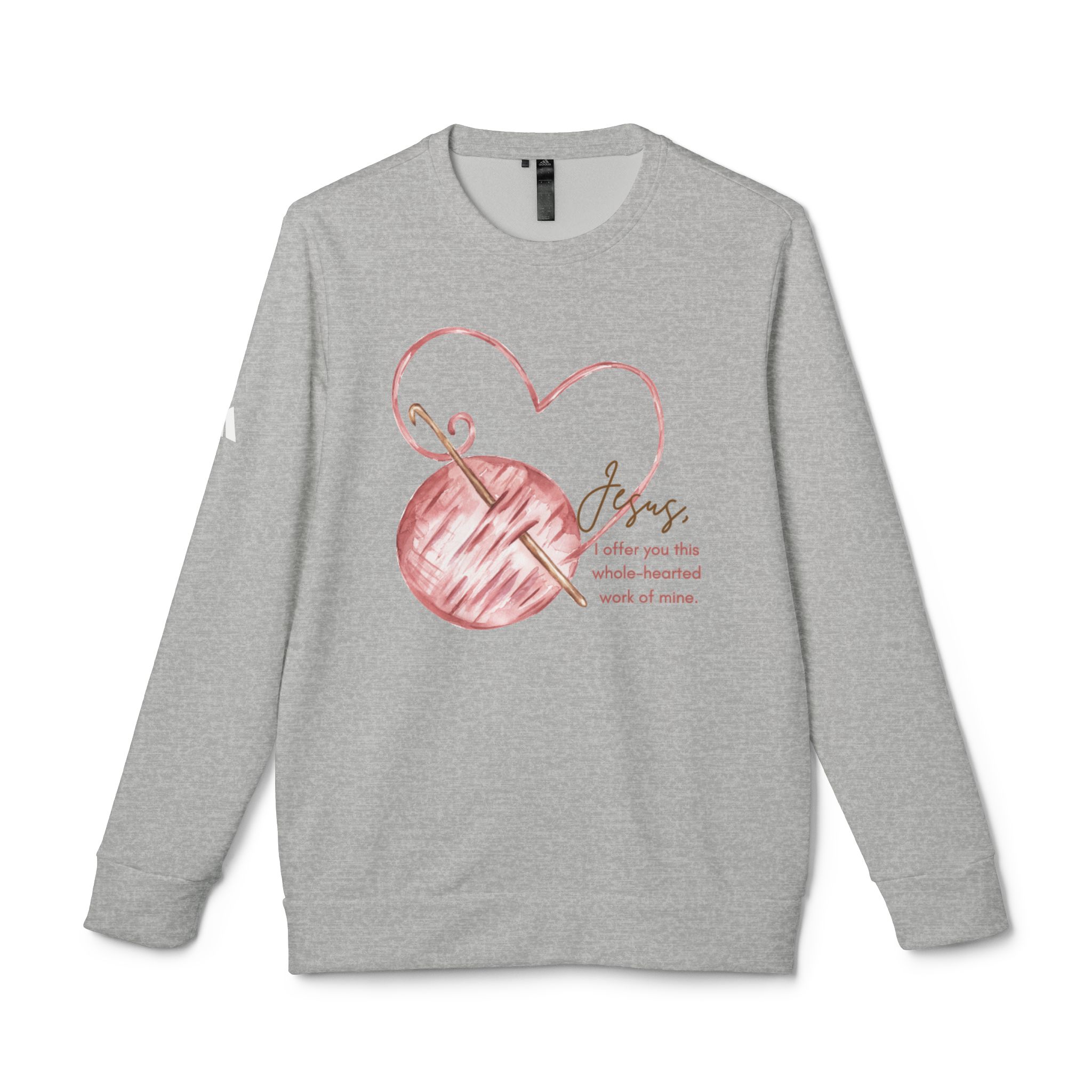 St. Angela Merici - Crochet Hook - adidas Unisex Fleece Crewneck Sweatshirt - Image 3